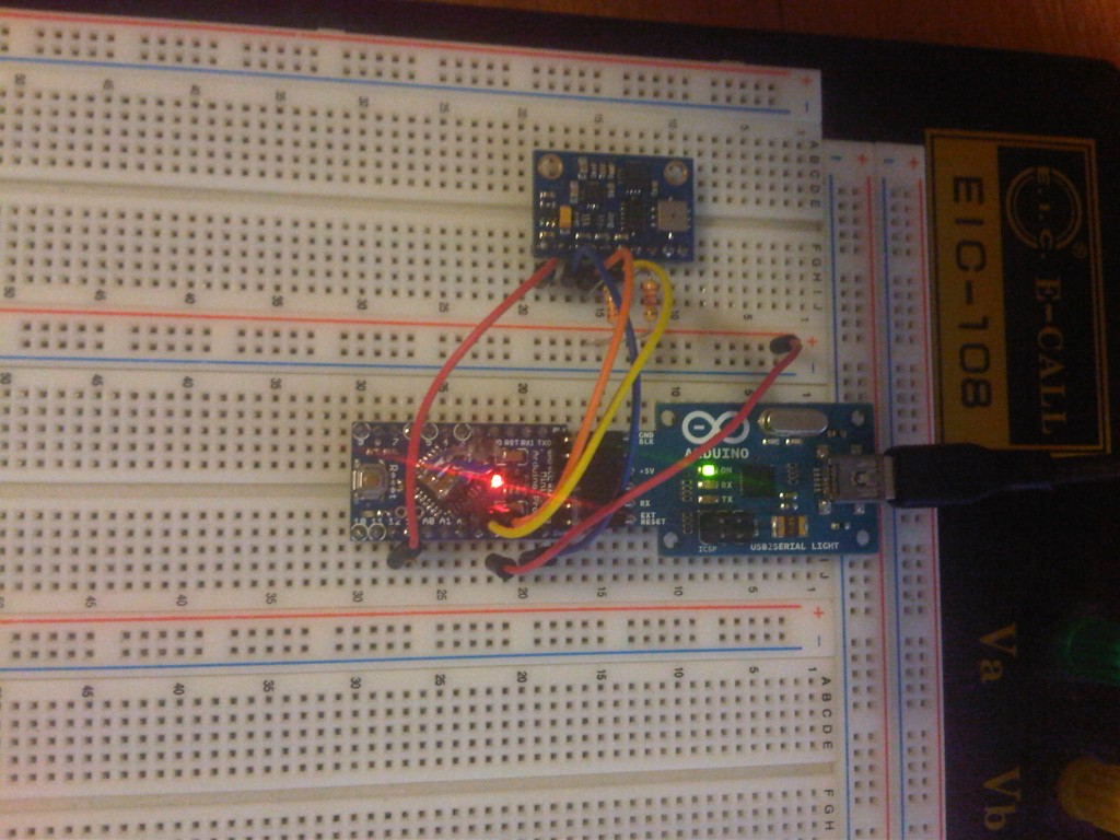 multiWii na breadboardu z zunanjimi pullupi