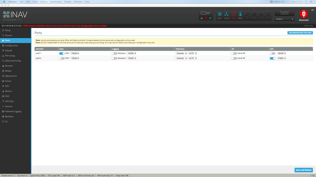 iNav enable port for GPS